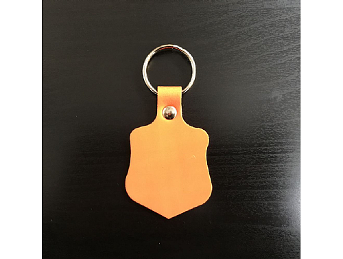 Fluorescent Orange - Real Leather Key Fob - Shield
